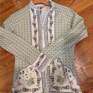 Tory Burch Girls Green and Purple Floral Rashguard small VGUC